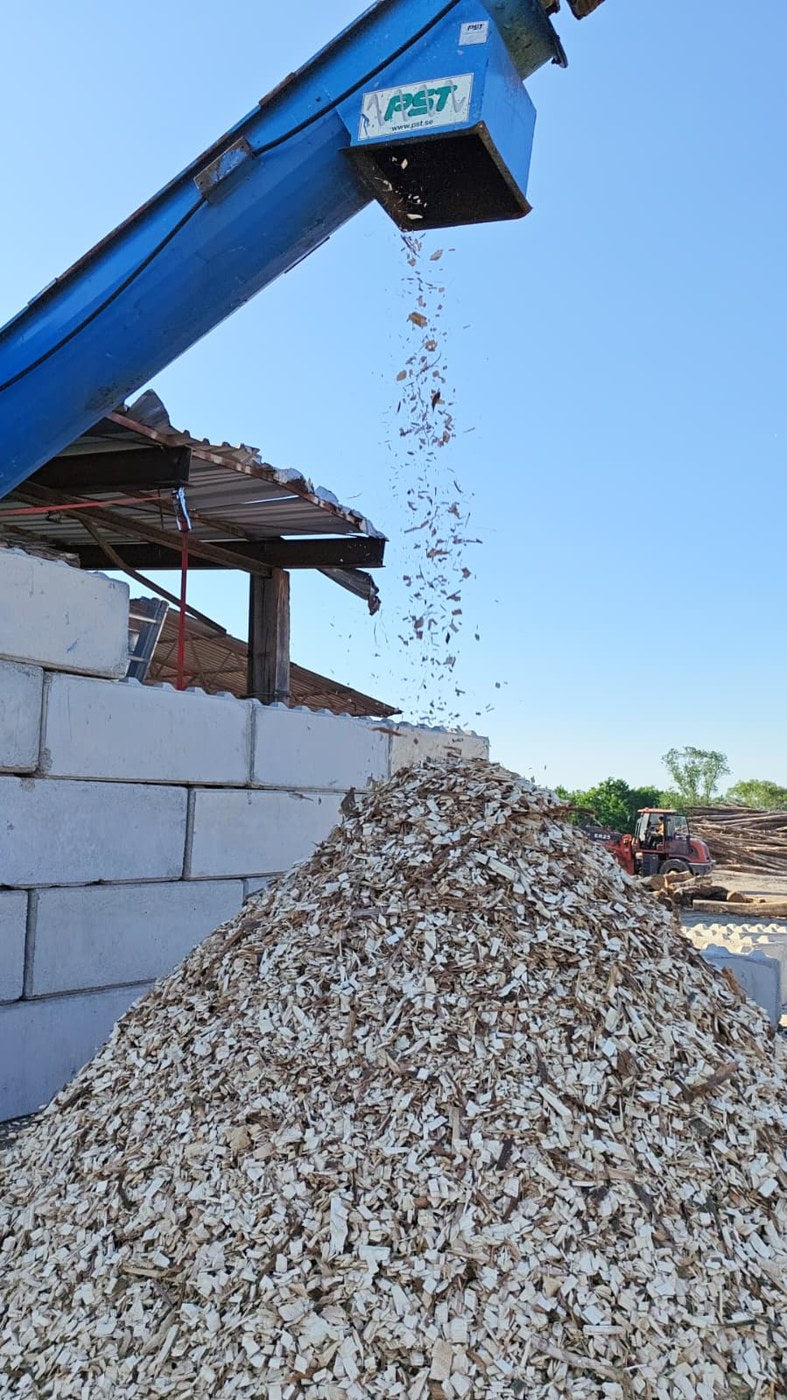 Tocarea resturilor de salcam la fabrica Xylo Impact